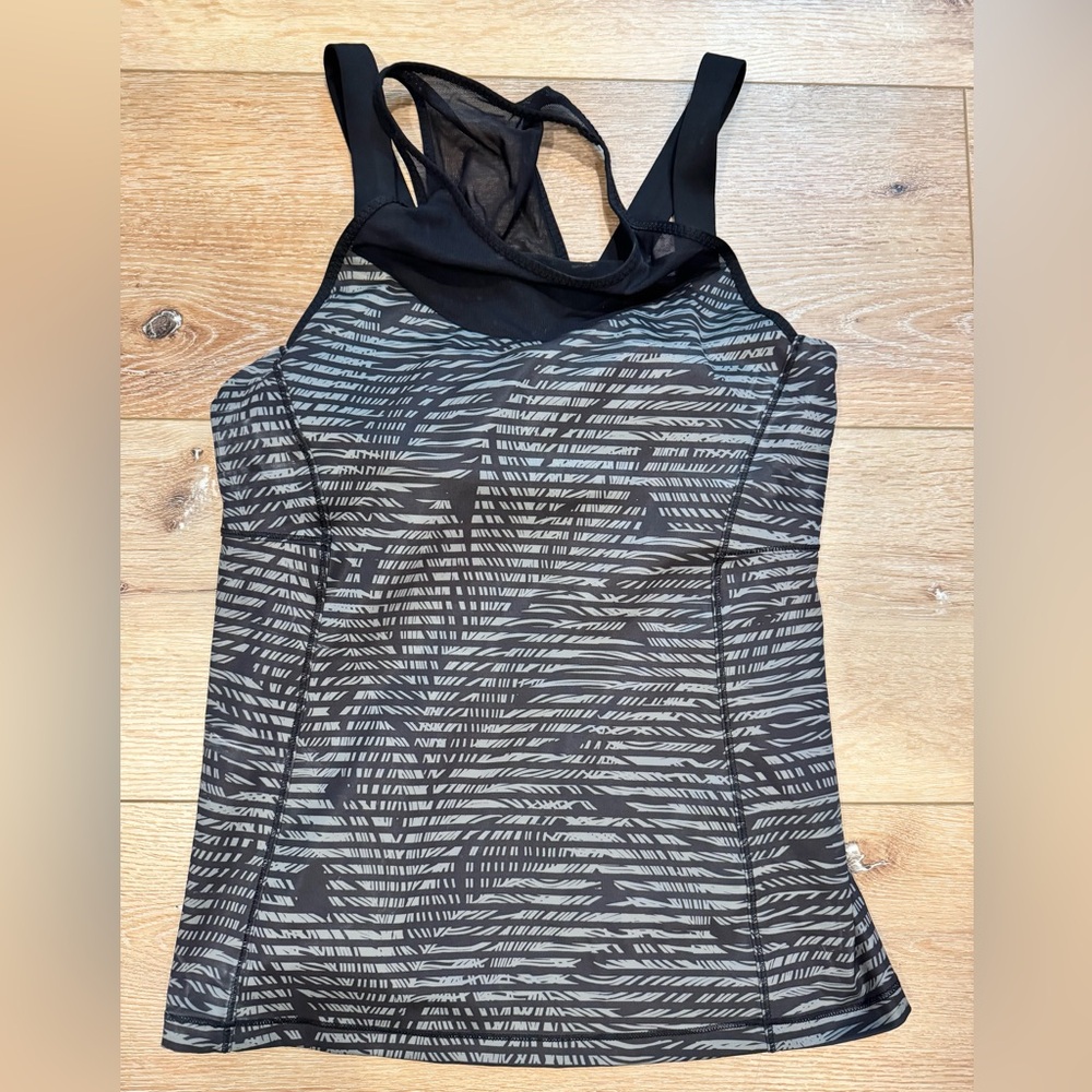 Lululemon Running in the City Tank in the Stripe Play Slate Black, Sz 8